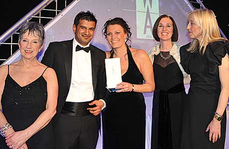 The Best Marketing Initiative Award won by United Wholesale (Scotland) and sponsored by Mars Chocolate. From left to right: Kate Salmon; Asim Sarwar, managing director, United Wholesale (Scotland); Sarah Lowry, projects manager, United Wholesale (Scotland); Frances Butler, business unit controller, Mars Chocolate; and Cathy Macdonald.