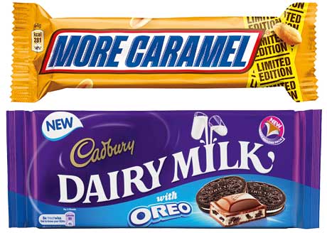 Mars Chocolate UK recently added two limited-edition lines to its range - Snickers More Caramel and Snickers More Nuts. Mondelez introduced Cadbury Dairy Milk with Oreo. 