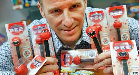 Chris Howarth, managing director of Bon Bon Buddies. The Pez dispensers are being launched in support of this year’s Comic Relief Red Nose Day. 