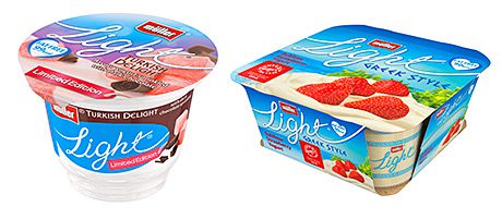 The Müllerlight range gets a new look with a hand-written typeface and bigger pictures of ingredients. 