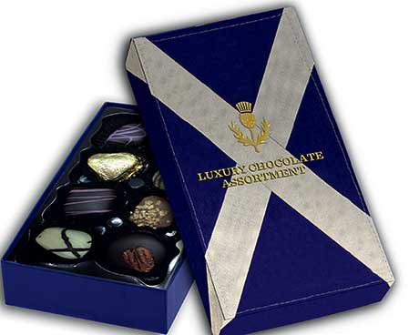 Premium, boxed chocolates from House of Dorchester’s visitor-oriented Saltire range.