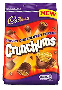 CADBURY has a new line in its bagged chocolate range. Launched this month. Cadbury Crunchums is, manufacturer Mondelez International says, “a one-of-a-kind, wonderfully moreish snack of crispy cereal bites, coated in Cadbury chocolate”. 