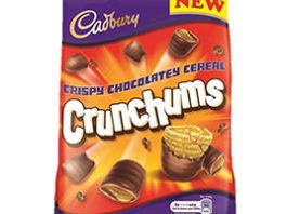 Cadbury makes crunch move CADBURY has a new line in its bagged chocolate range. Launched this month. Cadbury Crunchums is, manufacturer Mondelez International says, “a one-of-a-kind, wonderfully moreish snack of crispy cereal bites, coated in Cadbury chocolate”.