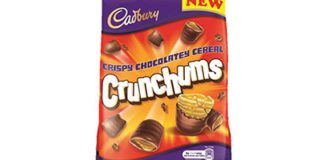 CADBURY has a new line in its bagged chocolate range. Launched this month. Cadbury Crunchums is, manufacturer Mondelez International says, “a one-of-a-kind, wonderfully moreish snack of crispy cereal bites, coated in Cadbury chocolate”.