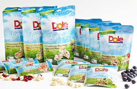 FRESH fruit giant Dole has launched its first range of snacks, called Live Right. Based on dried fruit, nuts, seeds and rice, it comes in on-the-go and store cupboard pack sizes.