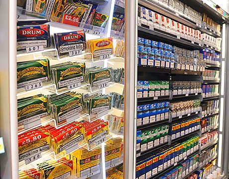 Stores with a selling area of less than 280 sq metres can continue displaying tobacco until early April 2015. Larger stores are now banned from open display of smoking and smoking-related products.