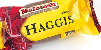 Traditional Scottish produce, using Scottish ingredients, but prepared and presented for modern consumers. Strathmore Foods’ McIntosh of Dyce range includes chilled meat products and ready meals. Among its newest products are McIntosh Haggis and McIntosh black pudding.