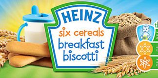 BISCOTTI for babies’ breakfasts is one of the innovations in Heinz’s infant range. There are also pots of porridge and fruit and improved cereal recipes.