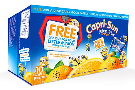 Capri-Sun has teamed up with this summer’s holiday must-see, Despicable Me 2. There is a holiday competition on the 10-pouch pack. 