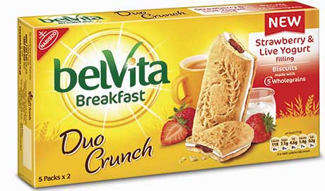 Belvita Breakfast has launched new flavours such as Strawberry & Live Yogurt Duo Crunch.