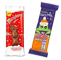 Mars’ Merryteaser, a Malteser-filled chocolate reindeer designed as a festive treat. Cadbury’s Freddo has  Christmassy knitted packaging and added popping candy.