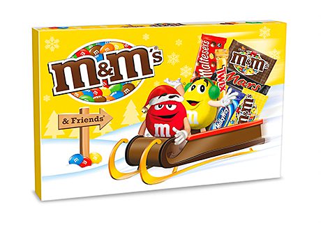 Selection boxes and tubes of recognised brands provide gifts for children and others. The year the M&M’s and M&M’s &Friends lines  feature brightly coloured packs.