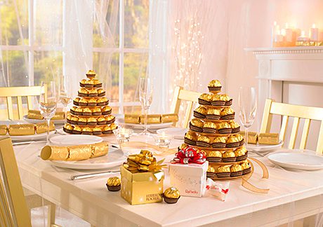 The Ferrero Rocher pyramid provides a table centrepiece to be shared. 