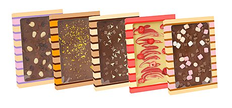 Luxury chocolate blocks with colourful toppings from Hancocks