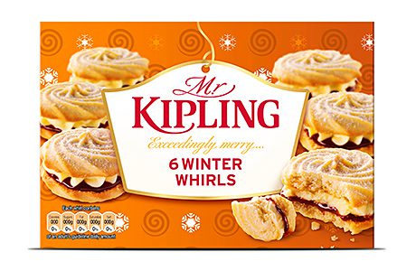 Premier Foods hopes Mr Kipling Winter Whirls, complete with spangled packaging and a spiced jam and buttercream filling, will be a festive hit.