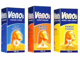 Not to be sneezed at – Cold remedies Veno’s range of cough medicines covers every type of cough. The Honey and Lemon variety is suitable for children aged two and over while the Cough Syrup is for those aged over three.