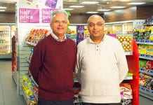 Rakesh Sood, left, and Naresh Gajri, right, in their refurbed Cranhill Premier and Post Office. The major project, which included significant structural work and then a complete seven-day refit carried out by SAS Shopfitters, was a top-to-toe transformation of the 2,700 sq ft unit that sees high specification materials and equipment used throughout the shop.