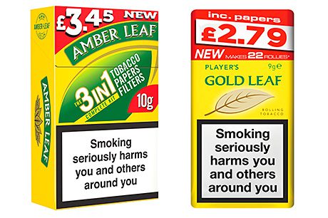 Two significant RYO developments in the last year. JTI’s market-leading RYO brand  Amber Leaf was launched in a 10g handy pack with papers and filters at £3.45. And Imperial’s Gold Leaf has a 9g pouch with papers on sale at £2.79.