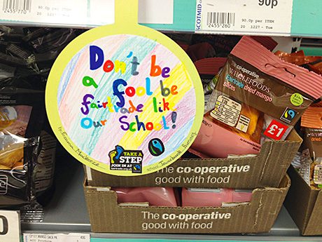 Scotmid will run a Fairtrade art project with local schools, looking for messages to use on wobbly signs next to Fairtrade goods.