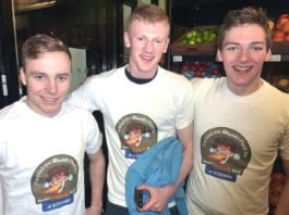 Scotmid’s life of pie Been there, ate it, got the T-shirt! Three gentlemen in Scotmid show they’re hot stuff after each devouring a Stuart’s Fiery Pie.