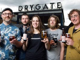 City to host the craft Marking September’s Craft Beer Rising, left to right: Matt Johnson, Pilot Brewery, Leith; Pat Jones, also Pilot; Alessandra Confessore, Drygate Brewing Co, Glasgow; Graeme Martin, Tempest Brew Co, Kelso; Peter Stuart, Thistly Cross Cider, Dunbar.