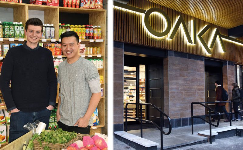 Left: Owners Eric Caira and Jonathan Leung. Right: Oaka Supercity Glasgow, situated in a form RBS building 