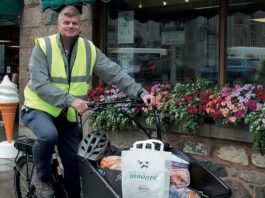 Feeling the buzz for bicycle deliveries Keith Whyte of Mitchellsa in Inverurie sets out to make a delivery by bike.
