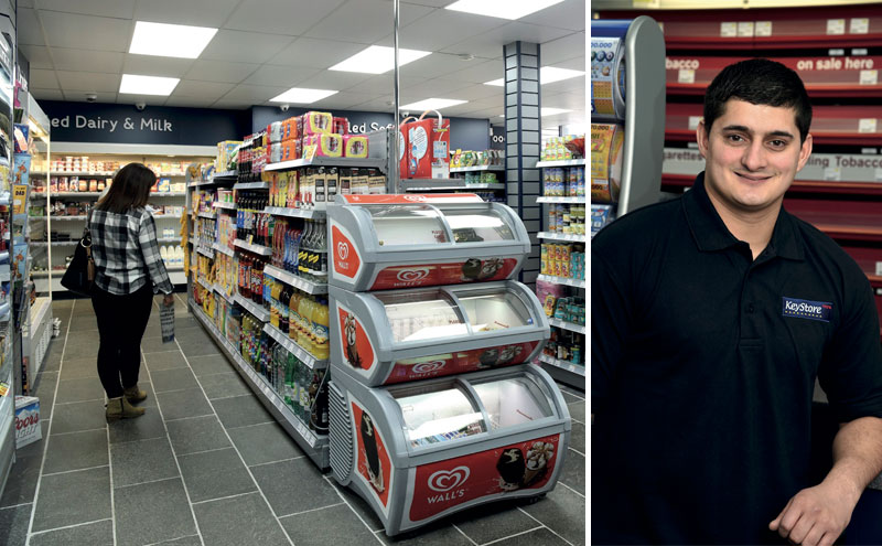 Trained as a vehicle paint sprayer, Rehan Amin (above) re-entered the family business five years ago when his father bought a small shoe shop in Wick town centre and converted it to a c-store. Now he is running a much larger KeyStore More down the street.