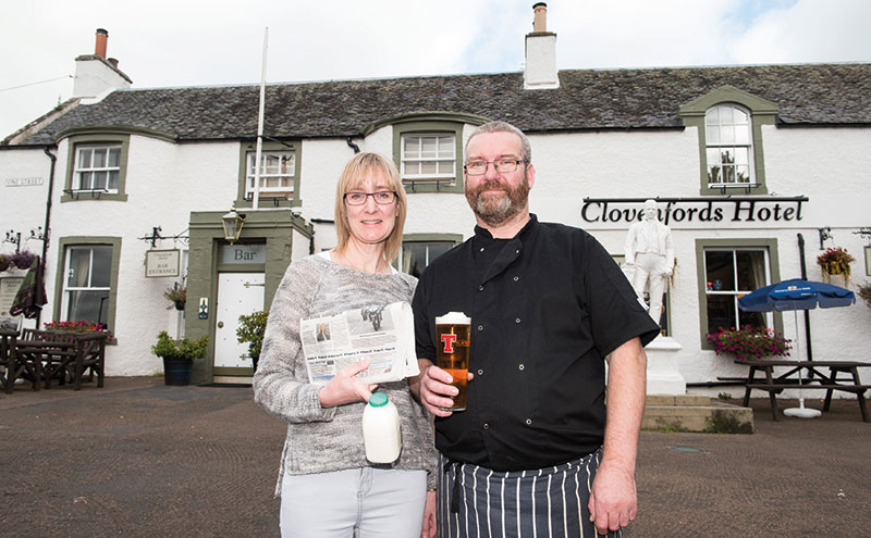 Theresa and Roy McIntosh have reopened their local village shop inside the Clovenfords Hotel, with financial assistance from Pub is the Hub.