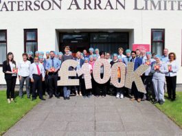 Shortbread with a large heart Paterson's Shortbread staff celebrate raising £100k for Macmillan