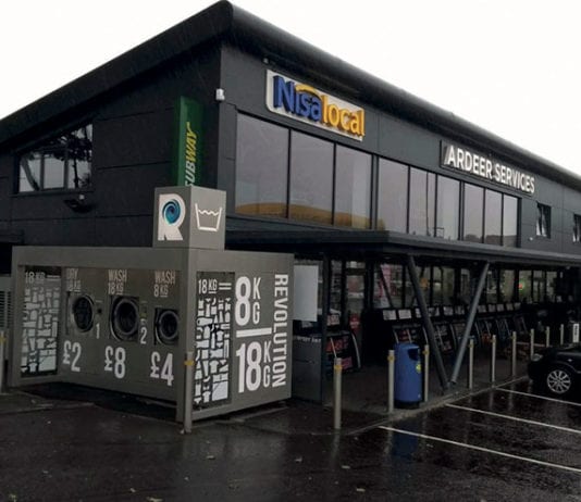 Cleaning up at Ardeer Services Mahmood Saleem had a Photo-Me Revolution Launderette installed at Ardeer Services in September. The self-service machine offers washing at two price points as well as drying.