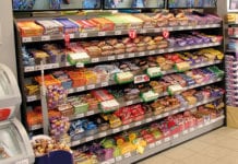 Confectionery on shelves