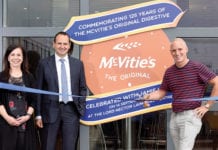 Lord Hector Laing’s great grand-nephew Jamie Laing, cuts the ribbon at the renamed McVitie’s Lord Hector Laing R&D Centre in High Wycombe.