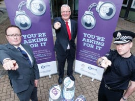 Catching out the proxy purchasers men pointing at camera