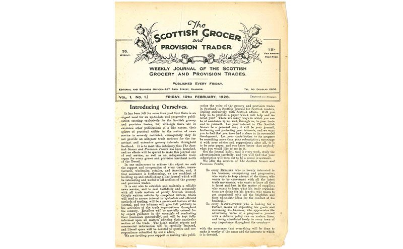 The first issue of Scottish Grocer and Provision Trader made a commitment to serve retailers.