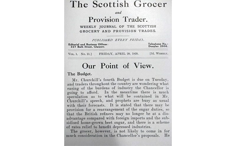 Dear Mr Churchill: Twelve years before the Battle of Britain, Winston Churchill the Chancellor of the Exchequer fell under fire from The Scottish Grocer, with calls to reduce burdens on industry as well as questions on sugar duties – issues that haven’t disappeared for 90 years.