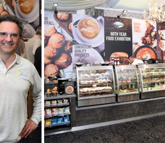“It’s not tough to make a sandwich” Above left, Fife Creamery sales director Steve Appolinari, pictured at the company’s 60th birthday exhibition at Keavil House Hotel in Dunfermline last year. Star of the show was the food-to-go counter, showing the full range available in the category.