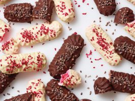 Low calorie indulgence Flower & White’s new meringue bars are available in two flavours, Raspberry or Chocolate. Both bars are naturally gluten free, and contain no artificial colours.