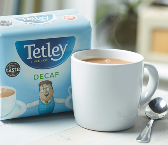The new black Tetley Decaf