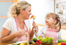 Family eating vegetables