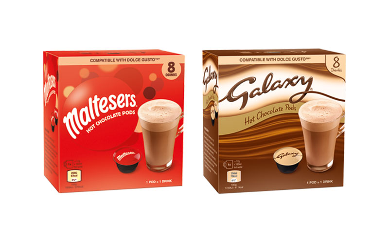 Malteser and Galaxy drink pods