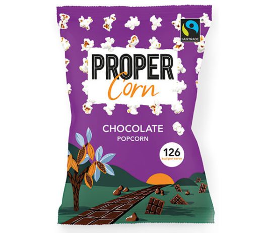 A guilt free helping of chocolate Propercorn chocolate share bag