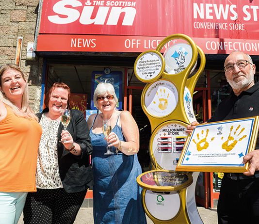 Golden ticket stand for winning stores