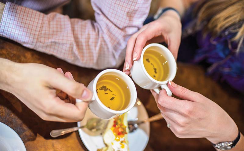 People drinking green tea