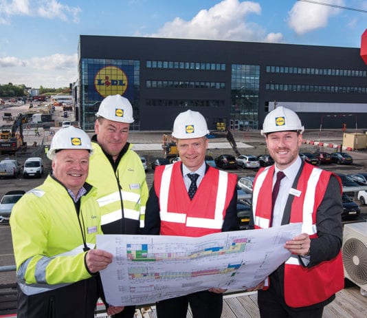 Lidl takes another big step Gordon-Rafferty-Regional-Head-of-Property-Scotland-Lidl-GB-Ross-Millar-Regional-Director-Scotland-Lidl-GB-Graham-Simpson-MSP-for-Central-Scotland-and-Neil-Gray-MP-for-Airdrie-and-Shotts