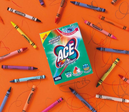 An Ace in the Tetra Pak box Ace Colour Powder in Tetra pack box