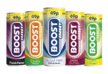 The Boost energy drink range in PMP format 49p