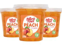 Fruity NPD for 2019 Nature's Finest Peach in Juice 220g pots