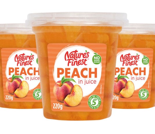 Fruity NPD for 2019 Nature's Finest Peach in Juice 220g pots