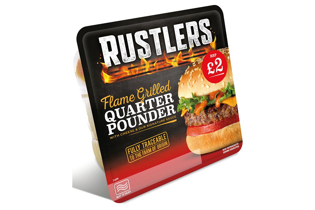 Rustlers Quarter Pounder price-marked pack